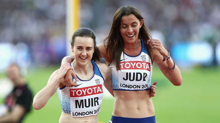 Laura Muir and Judd support each other after the 1500m semi-finals