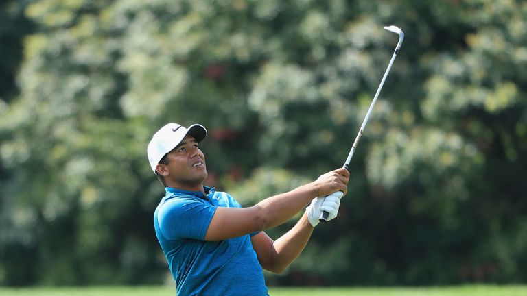 WESTBURY, NY - AUGUST 27:  Jhonattan Vegas of Venezuela plays a shot on the 11th hole during the final round of The Northern Trust at Glen Oaks Club on Aug