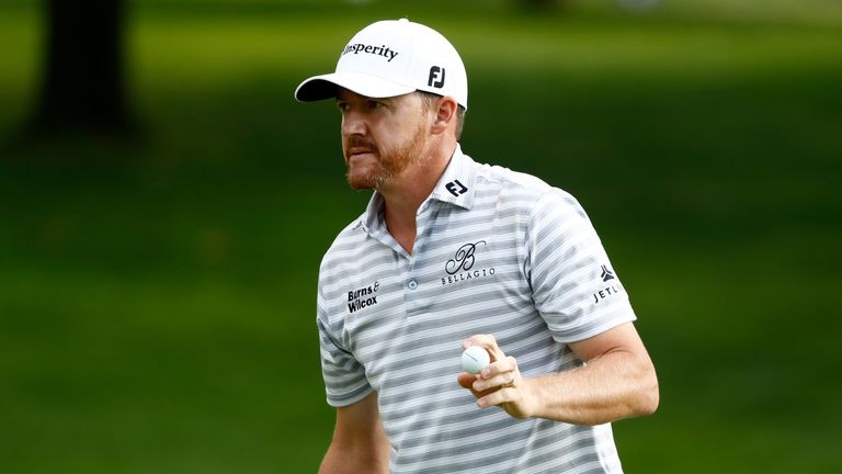 AKRON, OH - AUGUST 04:  Jimmy Walker reacts on the 18th green during the second round of the World Golf Championships - Bridgestone Invitational at Firesto