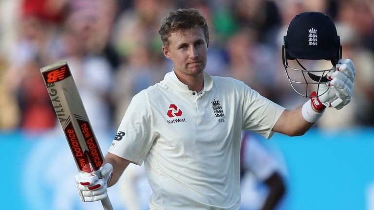 Joe Root celebrates his 13th Test century