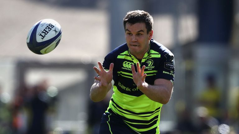 LYON, FRANCE - APRIL 23:  Jonathan Sexton of Leinster catches the ball during the European Rugby Champions Cup semi final match between ASM Clermont Auverg