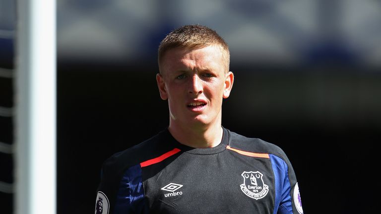 Jordan Pickford during the Premier League match between Everton and Stoke City at Goodison Park