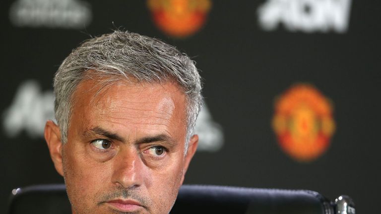 Jose Mourinho during a press conference at the Aon Training Complex
