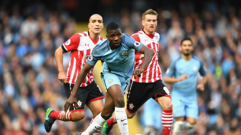 Kelechi Iheanacho in action during the Premier League match between Manchester City and Southampton