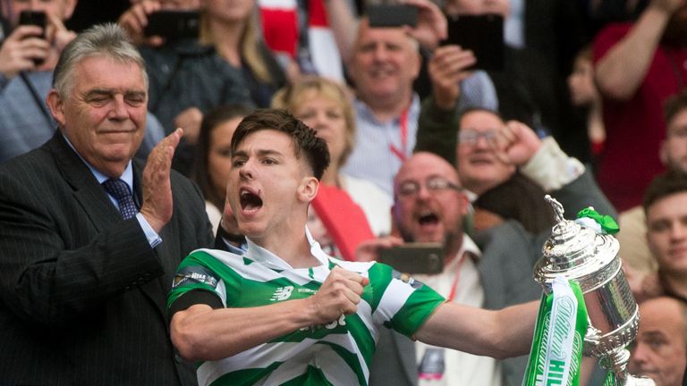 Kieran Tierney with the Scottish Cup, May 2017