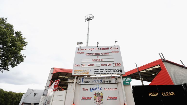 STEVENAGE, ENGLAND - AUGUST 01:  A general view of the Lamax stadium ahead of a pre-season friendly match between Stevenage and Tottenham Hotspur XI at the