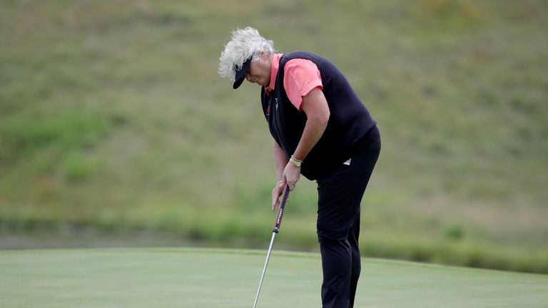 FRENCH LICK, IN - JULY 10:  Laura Davies of Great Britain putts for birdie on the first hole during round one of the Senior LPGA Championship on July 10, 2