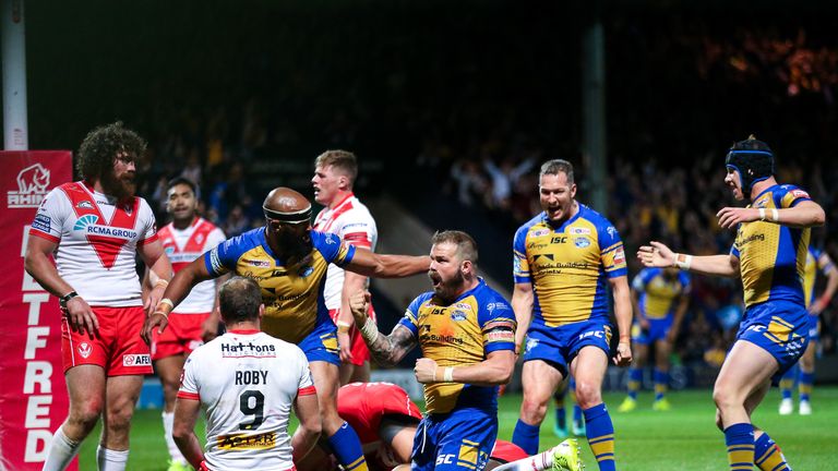 Leeds' Adam Cuthbertson crashed over for the pivotal moment in the match, as his try ultimately won it