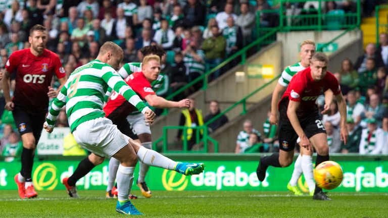 Leigh Griffiths fires home the opener from the spot