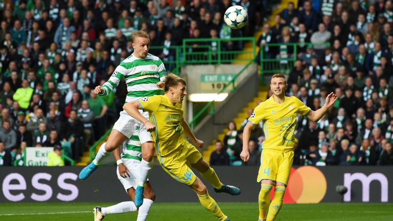 16/08/17 UEFA CHAMPIONS LEAGUE QUALIFYING 
 CELTIC v ASTANA
 CELTIC PARK - GLASGOW
 Celtic's Leigh Griffiths head an early chance wide