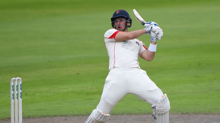 MANCHESTER, ENGLAND - AUGUST 29 : Liam Livingstone of Lancashire batting during the County Championship Division One match between Lancashire and Warwicksh