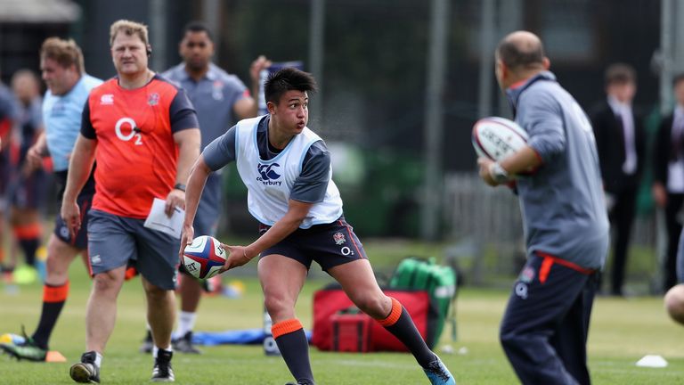 Marcus Smith involved in his first training session with the England team while still studying for his A-Levels
