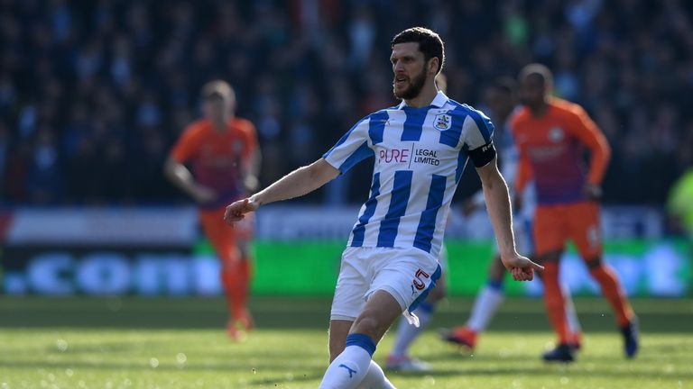 HUDDERSFIELD, ENGLAND - FEBRUARY 18:  Mark Hudson of Huddersfield Town during the The Emirates FA Cup Fifth Round match between Huddersfield Town and Manch