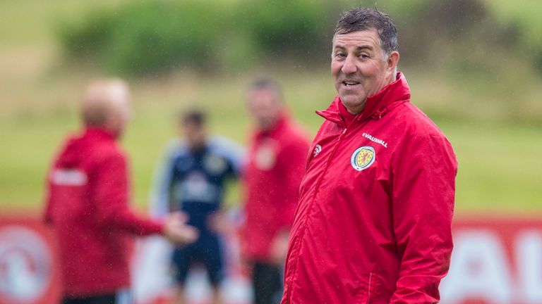 Scotland assistant manager Mark McGhee at training