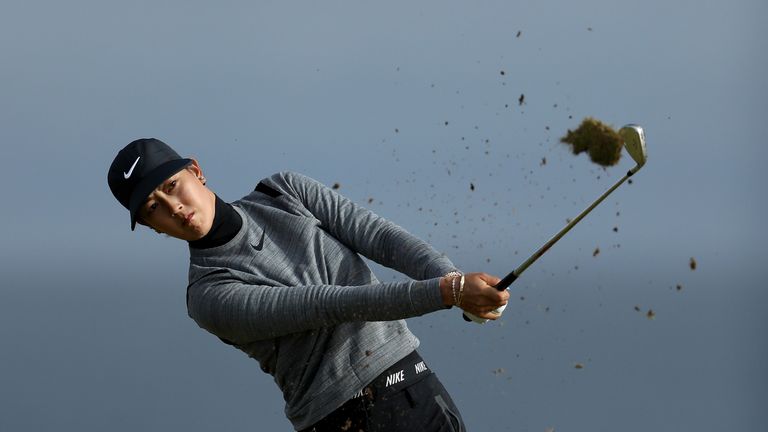 KINGSBARNS, SCOTLAND - AUGUST 03:  Michelle Wie of the United States plays her second shot on the fourth hole during the first round of the Ricoh Women's B