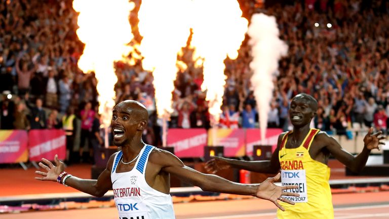 Great Britain's Mo Farah wins the Men's 10,000m during day one of the 2017 IAAF World Championships at the London Stadium.