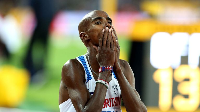 Great Britain's Mo Farah reacts after winning silver in the Mens 5000m Final during day nine of the 2017 IAAF World Championships at the London Stadium. Pi
