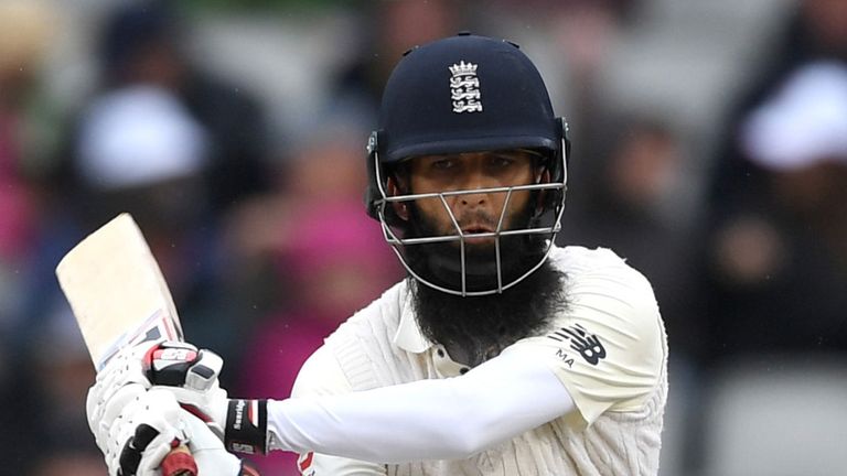 Moeen Ali reverse sweeps on his way to a quickfire half-century