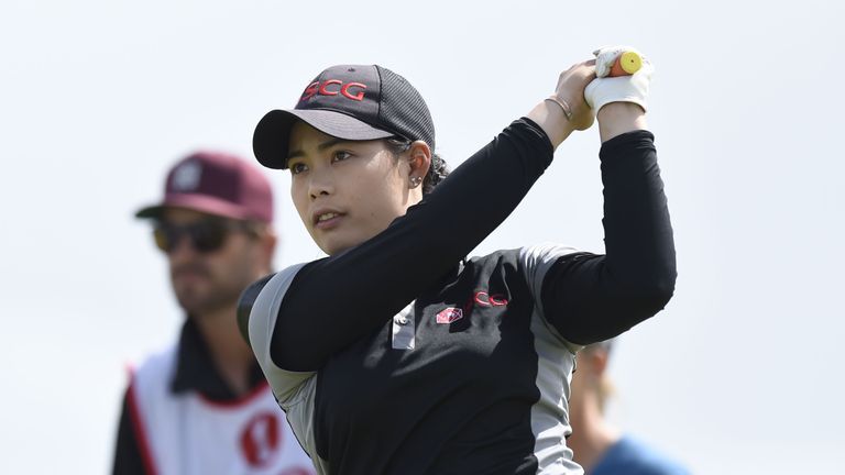 Moriya Jutanugarn of Thailand tees off on the 15th green on the first day of the 2017 Women's British Open Golf Championships at Kingsbarns Golf Links near
