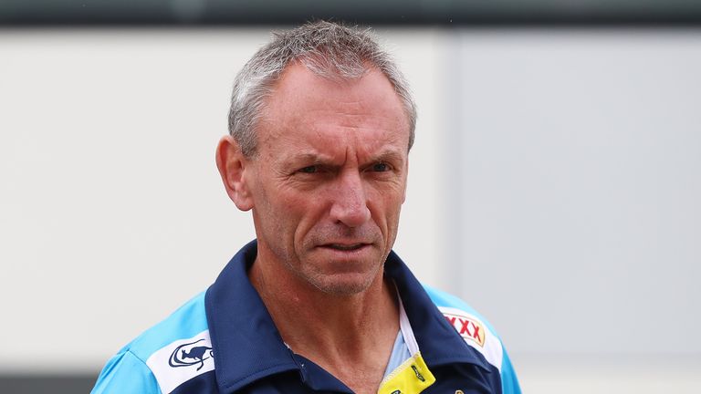 GOLD COAST, AUSTRALIA - MAY 10: Coach  Neil Henry arrives for a Gold Coast Titans NRL training session on May 10, 2017 in Gold Coast, Australia