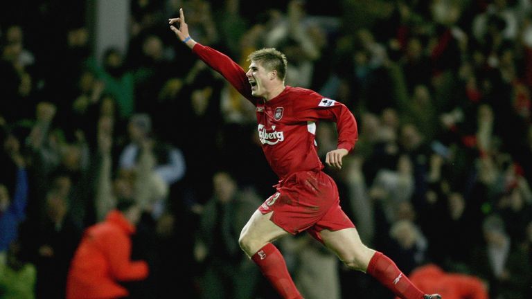 LIVERPOOL, ENGLAND - NOVEMBER 28: Neil Mellor of Liverpool celebrates scoring the winning goal during the Barclays Premiership match between Liverpool and 