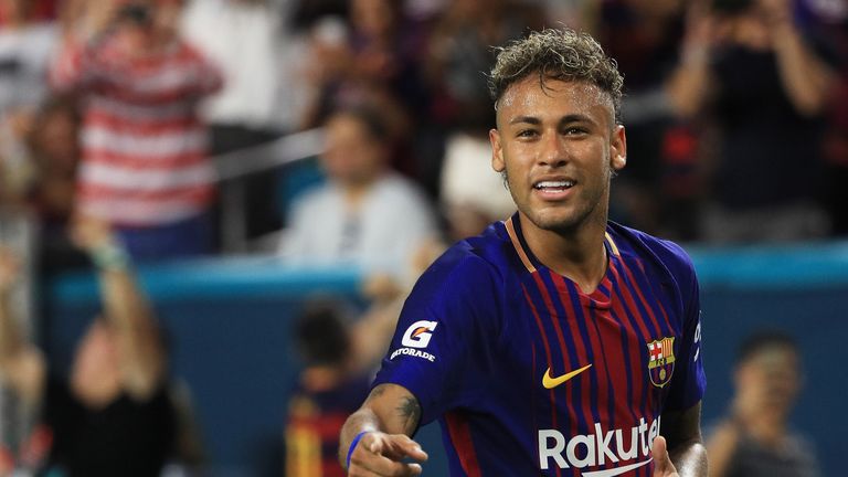 Neymar #11 of Barcelona reacts in the second half against Real Madrid during their International Champions Cup match