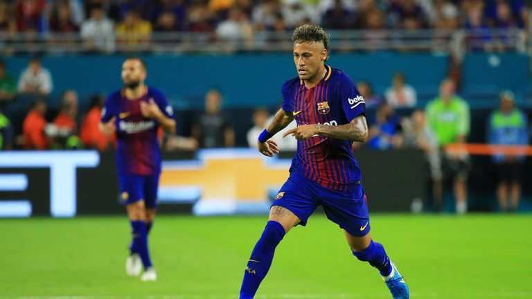 Neymar in action against Real Madrid during the International Champions Cup in Florida