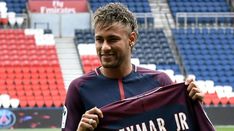 Neymar enjoying his new surroundings after being unveiled on Friday