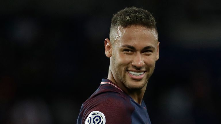 Paris Saint-Germain's Brazilian forward Neymar smiles during the French L1 football match Paris Saint-Germain (PSG) vs Toulouse FC (TFC) at the Parc des Pr