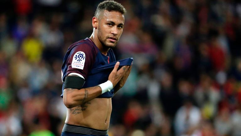 Paris Saint-Germain's Brazilian forward Neymar reacts during the French L1 football match Paris Saint-Germain (PSG) vs Toulouse FC (TFC)