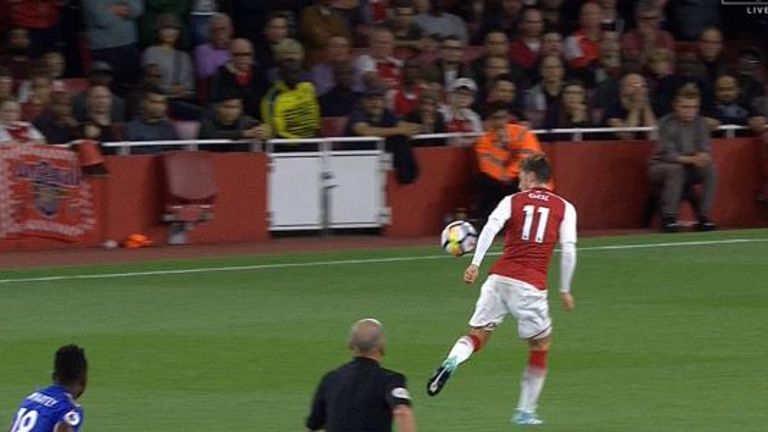 Did Mesut Ozil handball in the build-up to Arsenal's third goal?