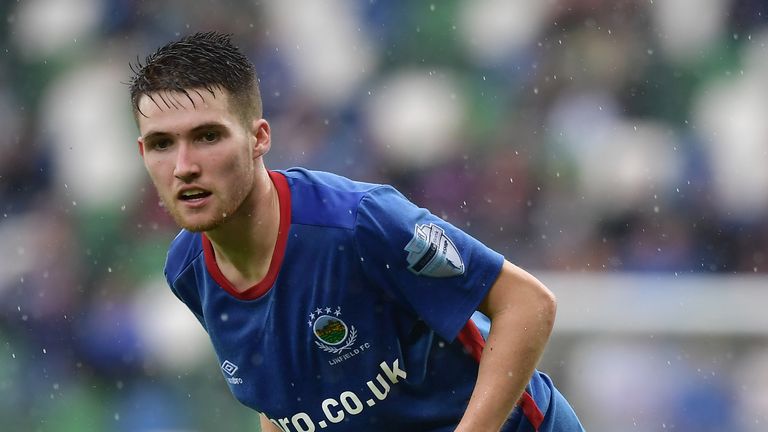 BELFAST, NORTHERN IRELAND - JULY 14: Paul Smyth of Linfield during the Champions League second round first leg qualifying game between Linfield and Celtic 