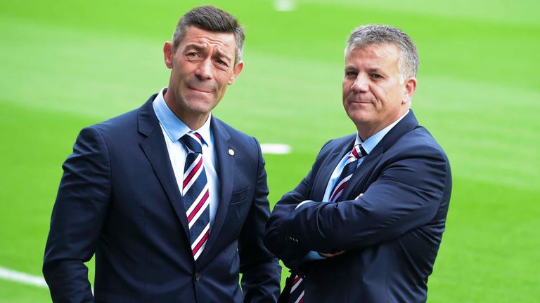 Rangers manager Pedro Caixinha (left) with director of football Mark Allen.