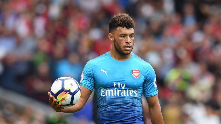 Alex Oxlade-Chamberlain in action during the Premier League match between Liverpool and Arsenal at Anfield