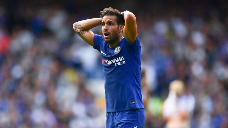 Cesc Fabregas reacts to being sent off during the Premier League match against Burnley