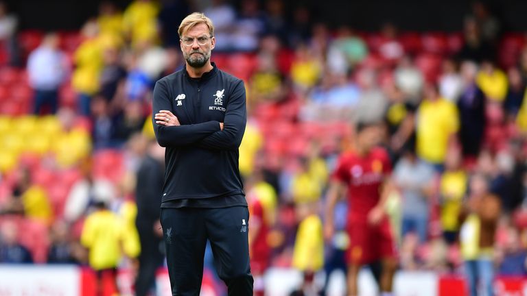 Jurgen Klopp during the warm up prior to the Premier League match between Watford and Liverpool