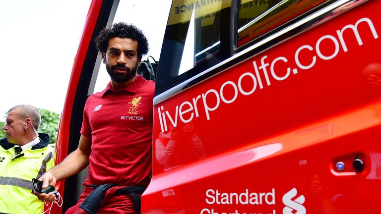 Mohamed Salah arrives at Vicarage Road prior to the Premier League match between Watford and Liverpool