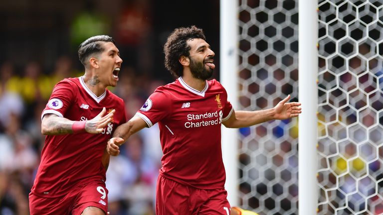 Mohamed Salah celebrates as Liverpool come from behind to take a 3-2 lead