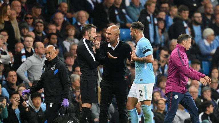 Pep Guardiola disputes Kyle Walker's sending off with fourth official Michael Oliver