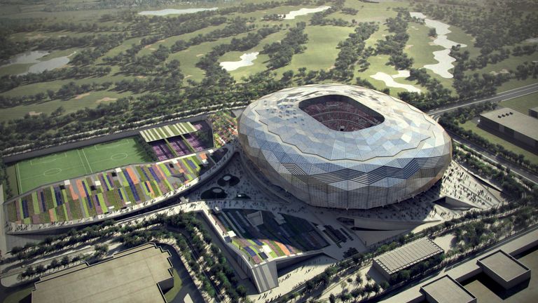 Computer-generated artists' impression of Qatar 2022 World Cup venue, the Qatar Foundation Stadium, in Doha