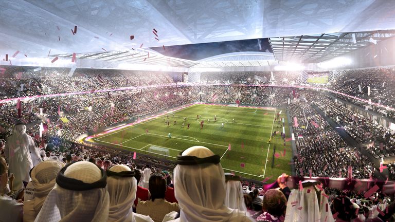 Computer-generated artists' impression of Qatar 2022 World Cup venue, the Al Rayyan Stadium, in Al-Rayyan