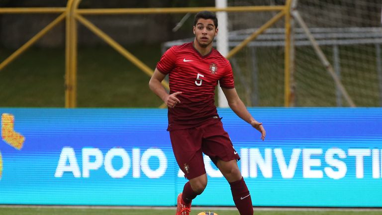 MARINHA GRANDE, PORTUGAL - MARCH 26:  Portugal's defender Rafa Soares in action during the U21 International Friendly between Portugal and Denmark on March