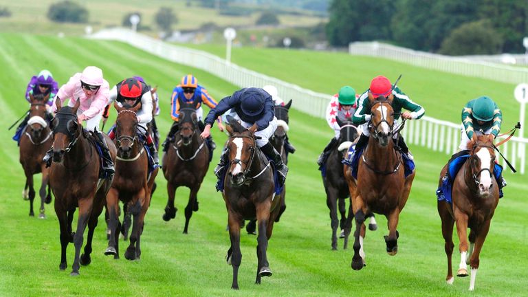 Rain Goddess ridden by Ryan Moore (centre) wins The Snow Fairy Stakes during Tipperary Crystal Race Day at Curragh Racecourse, County Kildare. PRESS ASSOCI