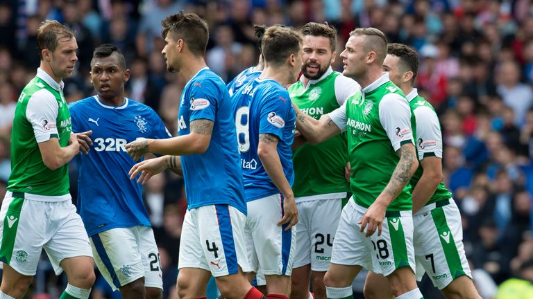 Ryan Jack was sent off for Rangers after the incident with Hibs' Anthony Stokes 