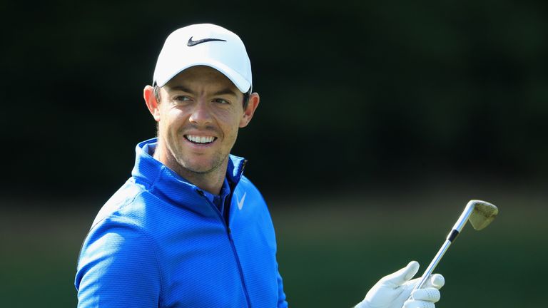 NORTON, MA - AUGUST 30:  Rory McIlroy of Northern Ireland is pictured on the practice ground during practice for the Dell Technologies Championship on Augu