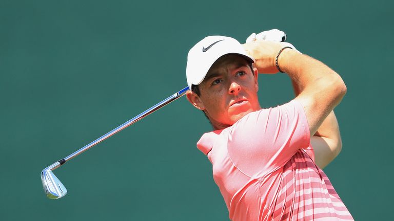 WESTBURY, NY - AUGUST 25:  Rory McIlroy of Northern Ireland plays his shot from the 17th tee during round two of The Northern Trust at Glen Oaks Club on Au