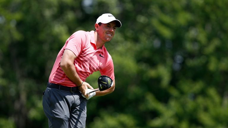 AKRON, OH - AUGUST 05:  Rory McIlroy of Northern Ireland hits off the sixth tee during the third round of the World Golf Championships - Bridgestone Invita