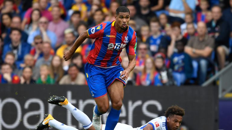 LONDON, ENGLAND - AUGUST 05:  Ruben Loftus-Cheek of Crystal Palace gets past Thino Kehrer of Schalke during a Pre Season Friendly between Crystal Palace an