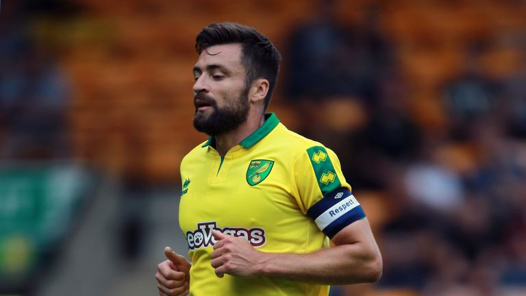 NORWICH, ENGLAND - JULY 29: Russell Martin of Norwich in action during the pre-season friendly match between Norwich City and Brighton & Hove Albion at Car