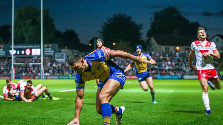  Leeds Rhinos v St Helens - Headingley Carnegie Stadium, Leeds, England - Leeds' Ryan Hall scores a try.